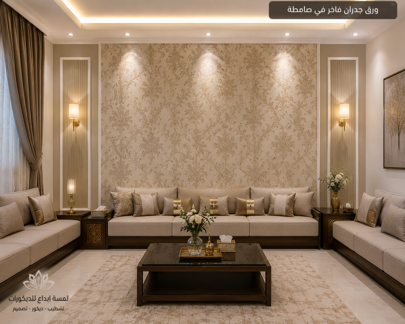 مشروع تركيب ورق جدران فاخر للمجالس والصالات في صامطة